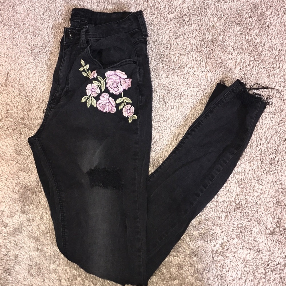 High Rise Black  Distressed Jean Jeggings